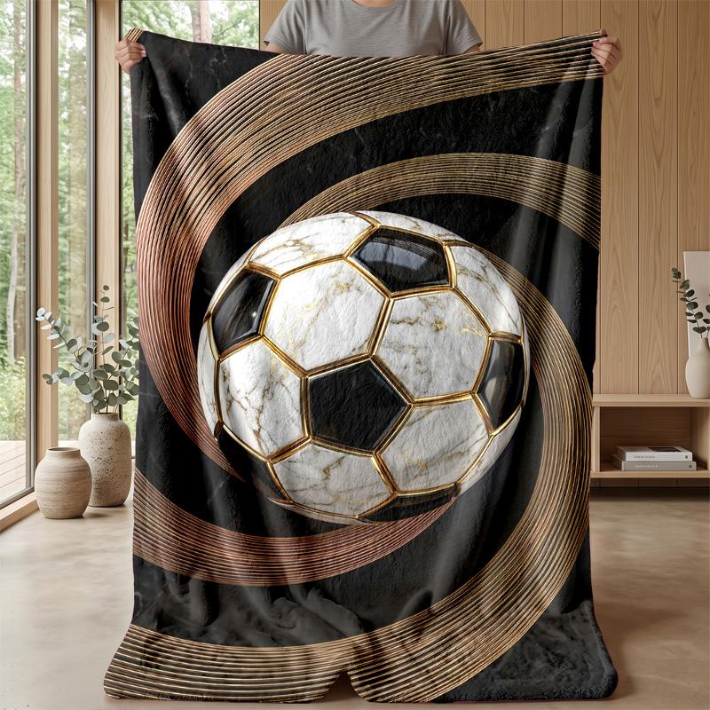 Golden Football Celebration Theme blanket Lightweight Warm Flannel Blanket Decorative Throw Blanket for Home Decoration