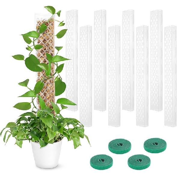 GROWNEER 4 Packs 24 Inch Plastic Moss Pole for Plants Monstera, Stackable Plant Support for Indoor Climbing Plants, Clear Plant Poles with 10FT
