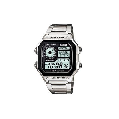 Beleuchtet Silber Und Schwarz Digitale Uhr AE1200WHD-1A Schwarze Uhr AE-1200WHD-1A AE-1200WHD-1A