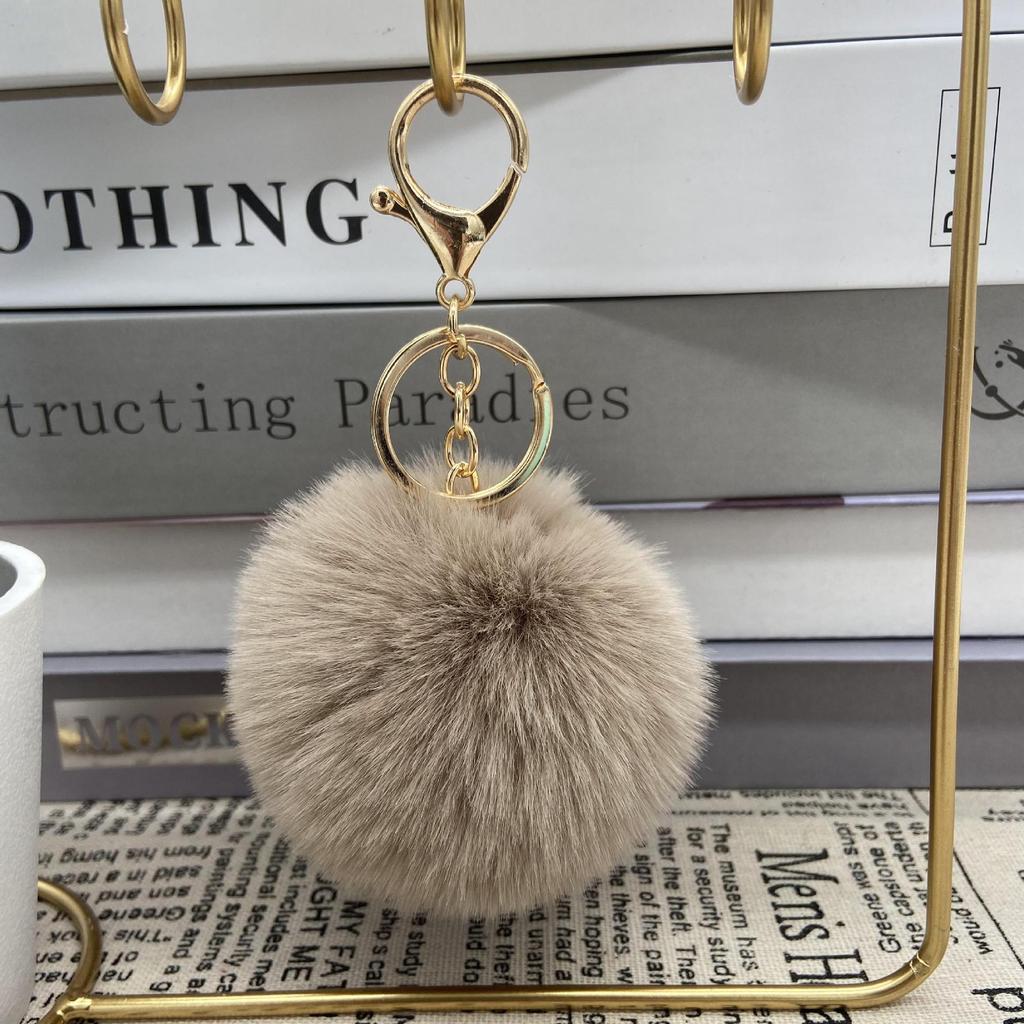 Fluffy Rabbit Fur Owl Pom Pom Ball Keychain Keyring Car Key Ring Chain Holder Charm Women Bag Accessory