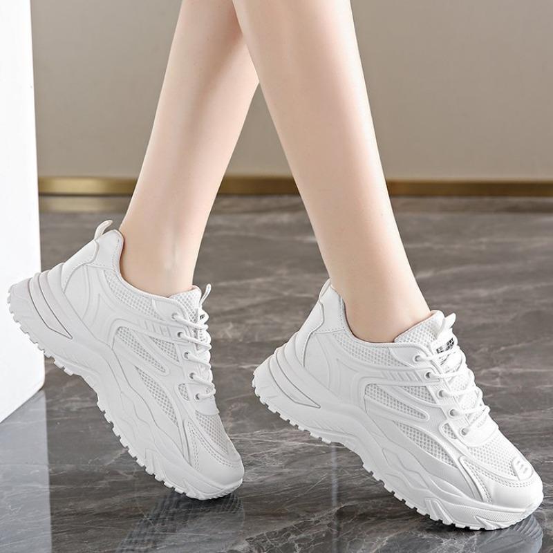 New Spring 2025 Fashionable Thick-soled Height-increasing Casual Single-shoe Mesh Lightweight Running Women's Shoes