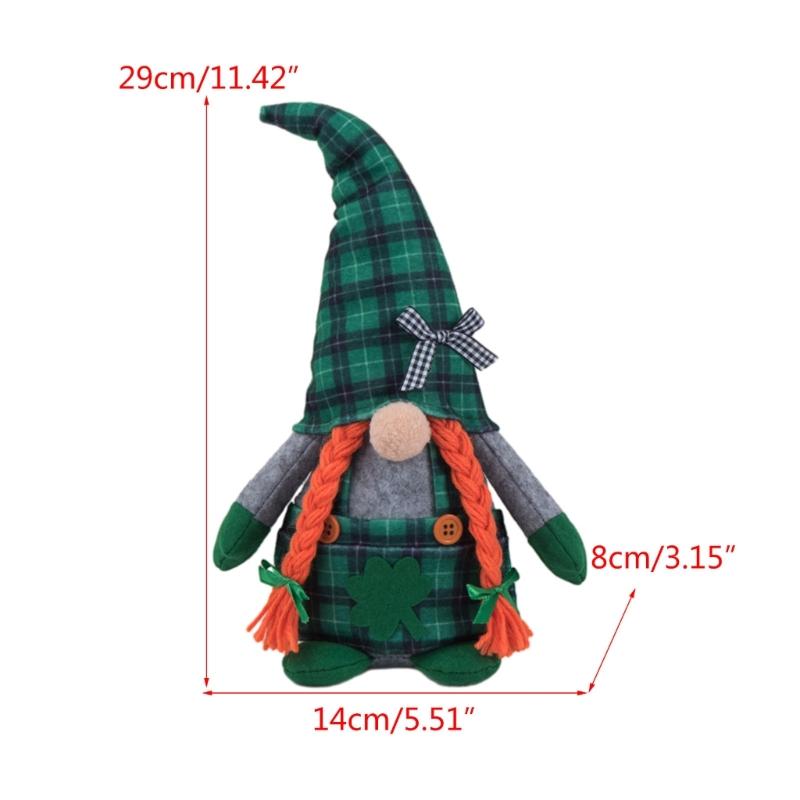Patricks Day Gnome Standing Irish Faceless Doll Plush Decorations Handmade Party Decor for Kids Gift Desktop Ornaments