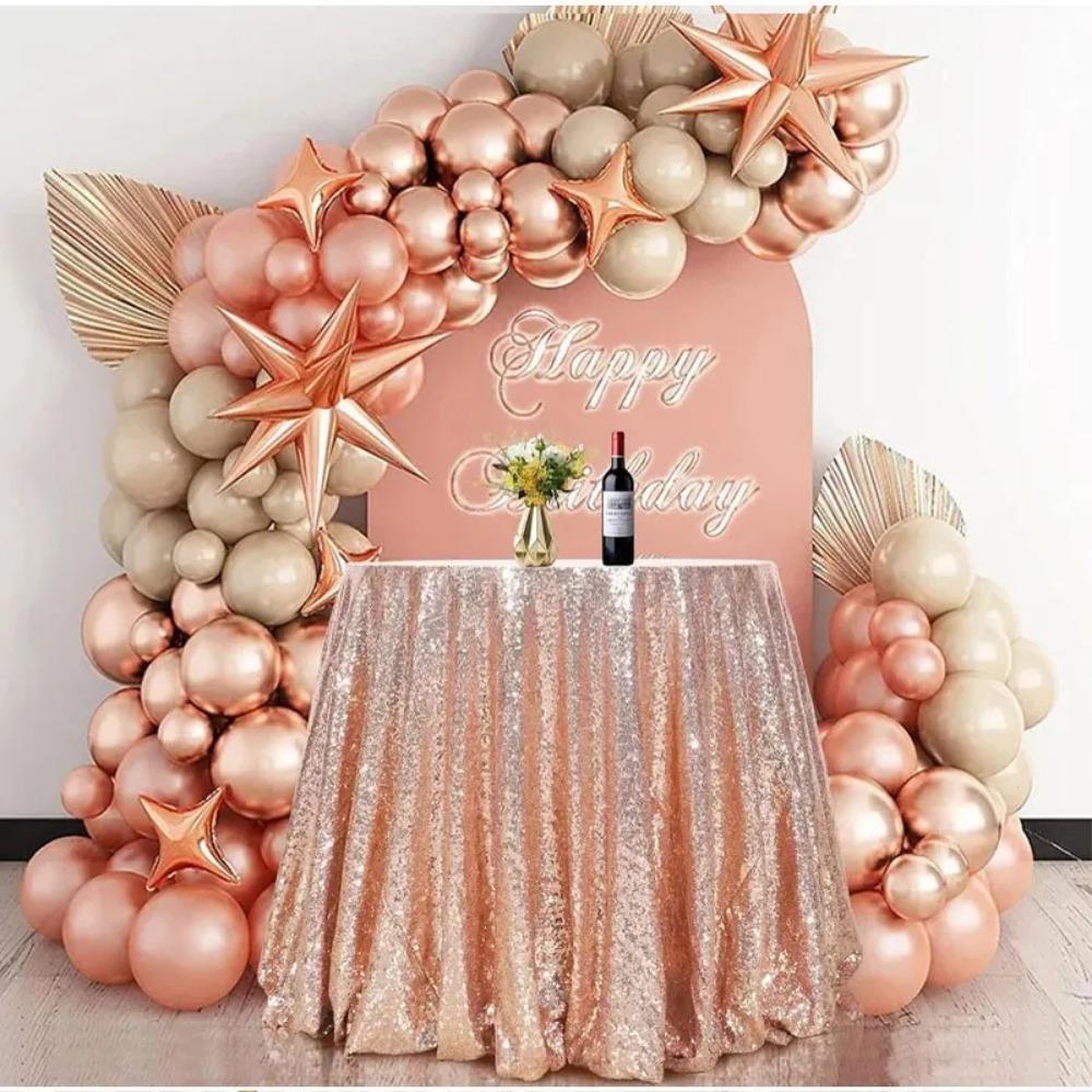 Polyester Sequin Tablecloth Solid Color Glitter Tablecloth Sparkling Table Cover  Wedding Birthday