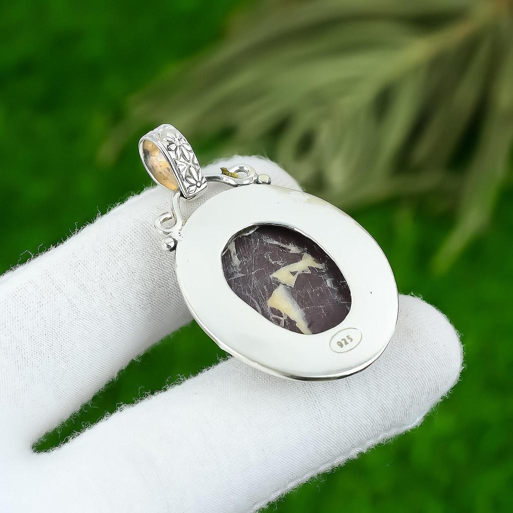 Oval Coconut Jasper Stone Daughter Artisan Bezel New Pendant 925 Sterling Silver