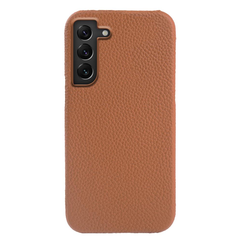 For Samsung Galaxy S22 5G Litchi Texture Magnetic Phone Case Anti-scratch Genuine Cow Leather+PC Cover