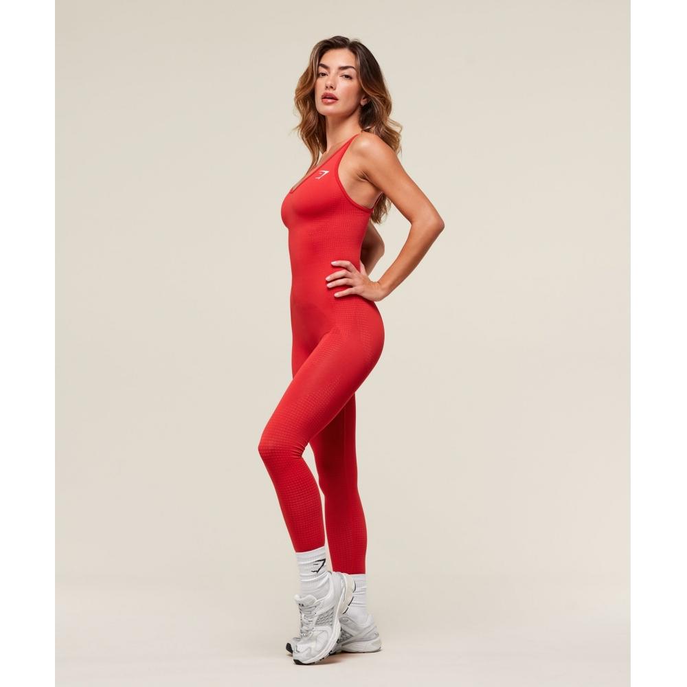 Gymshark Vital Sculpt Bezešvý All In One Rychle červený B4b3n Rb50