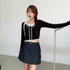 New ArrivalS Open Run Women S Lace Ribbon Decoration Layered Ribbed Crop Cardiga