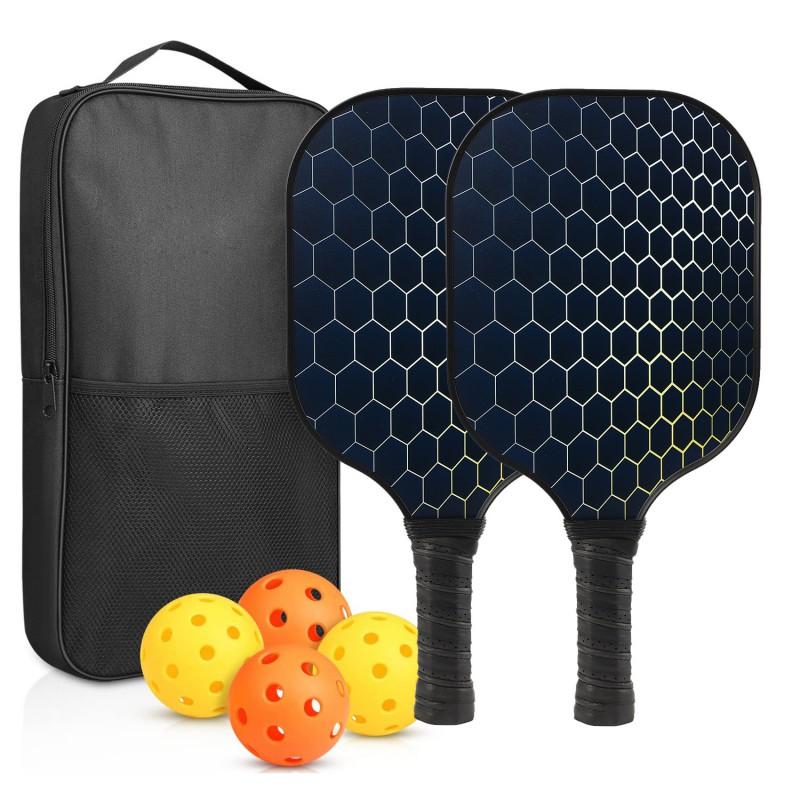 Carbon Fiber Pickleball Paddle Set With PP Honeycomb Core UV Printed Racket Beginners To Advanced Players
