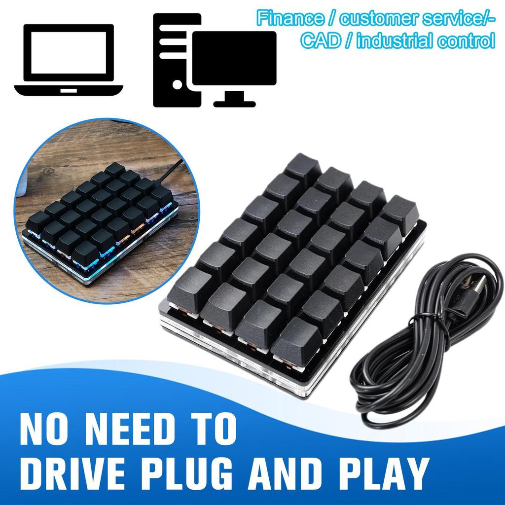 Mini USB Custom Mechanical Keyboard 2-24 Keys Programmable Keypad Gaming Shortcut Device Fast Response Ergonomic Design
