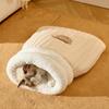Warm Cat Sleeping Bag Semi-Enclosed Cats Dogs Pad Soft Plush Winter Warm Cozy Beds Accessories For Cats Dog
