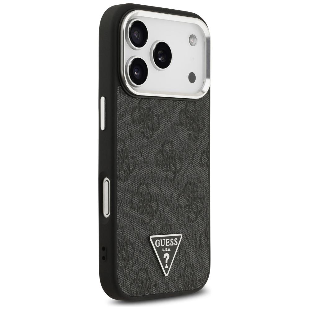 Coque Guess 4G Logo Triangle MagSafe pour iPhone 17 Pro noir argent
