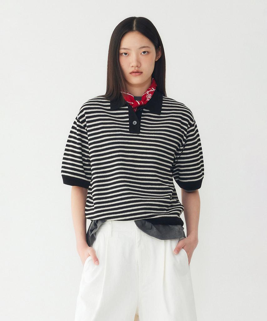 STUDIO TOMBOY Striped Collar Pullover_Black 9176352971