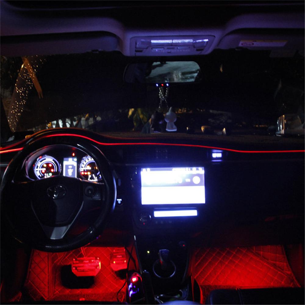 12V 5in1 LED 6M Optical Fiber Car SUV Decor Neon EL Strip Light Atmosphere Lamp