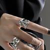 Vintage Silver Color Irregular Handmade Opening Ring for Women Fashion Geometric Wide Punk Metal Rings Jewelry Gifts New