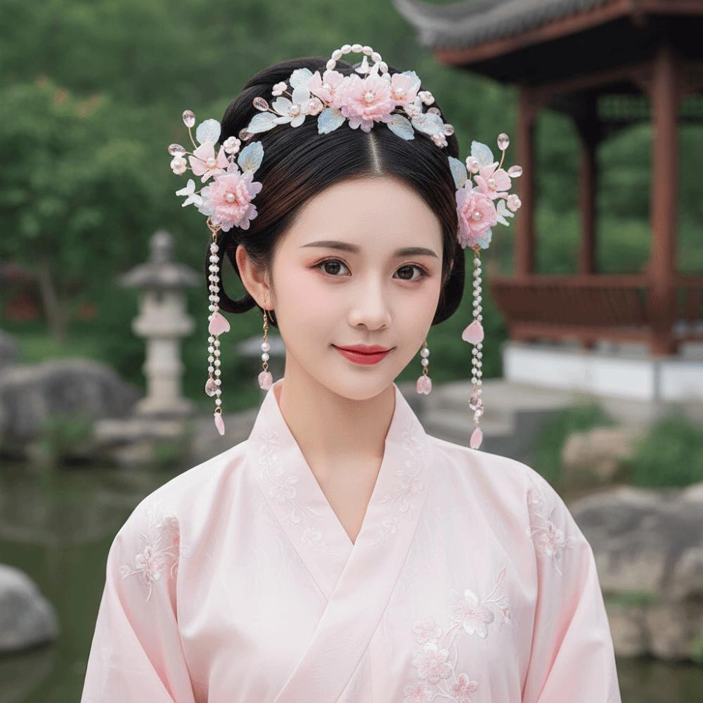 Earring Hanfu Hair Stick Tassel Flower Hair Comb Chinese Style Hairpin Set  Girl Hair Accessories