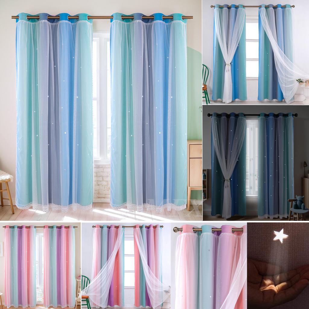Children's Room Curtains with Eyelets, Voile Eyelet Curtains, Star Curtains