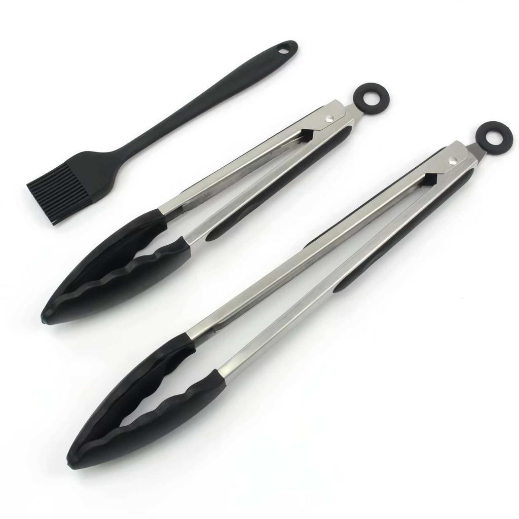 Silicone High-Temperature Resistant Tongs - Ideal for Grilling, Frying, and Bread - Stainless Steel Kitchen Tool