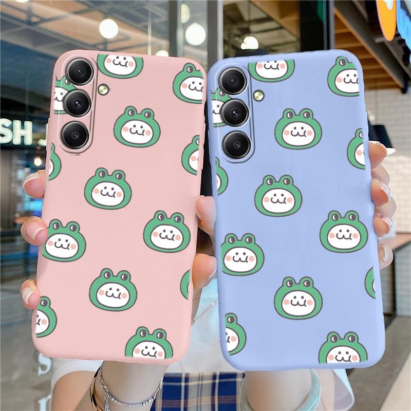 Cute Frog Patterned Soft Silicone Case For Samsung M35 A55 Xiaomi Redmi Note Poco C65 iPhone Huawei Honor Realme Camera Protective Shockproof Cover