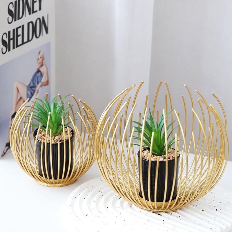Iron Handicrafts Nordic Creative Luxury Simulation Plant Ornaments Flower Pots Desktop Potted Plants Home Decoration Ornaments
