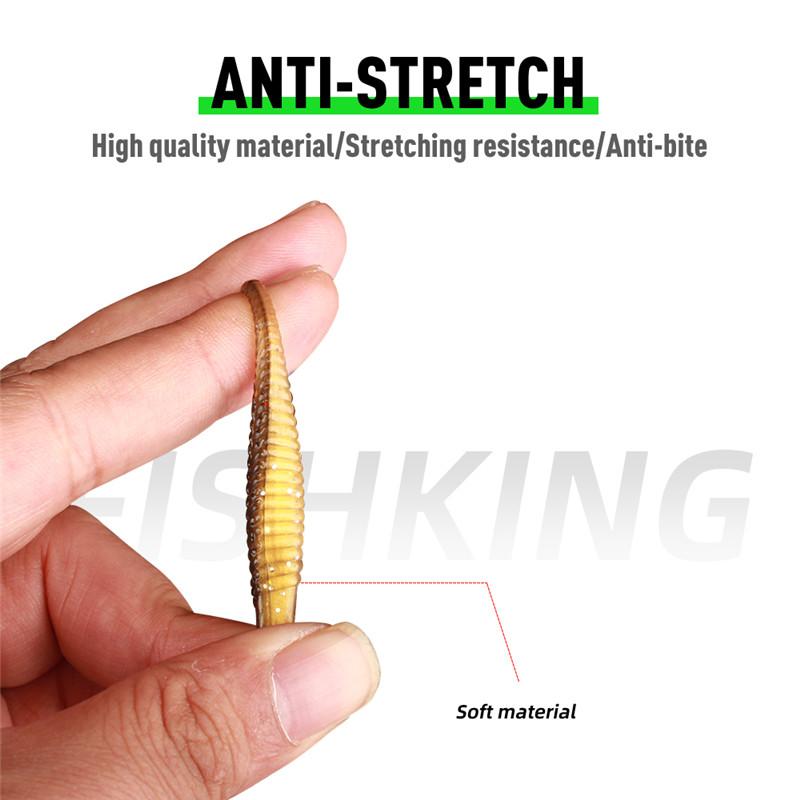 FTK 30pcs Threaded Scissor Tail Bait Artificial Bait, Soft Silicone Bait, Worm Jigging Plastic Bait