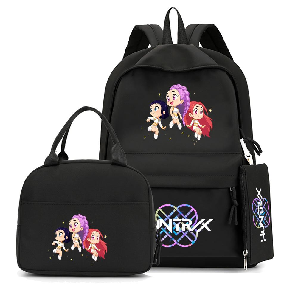 4Pcs/set Anime K-Pop Printed Backpack with Pencil Case Handbag for Teenager Student Boy Girl Bookbag Schoolbag Large Capacity Travel Bag Rucksak