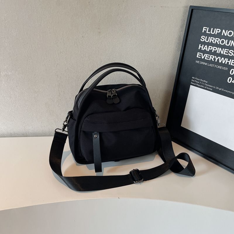 

College Student Class Minimalist Casual Shoulder Canvas Bag Female 2025 Summer New Arrival Fancy Cross Body Bucket Bag Black