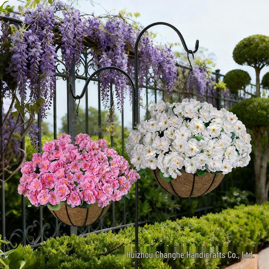 Frühlings-Begonie Geranie Hängekorb: Künstliche Outdoor-Blumendekoration