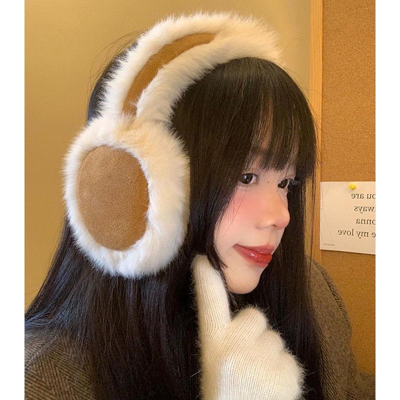 

Korean Style Suede Plush Fleece-Lined Earmuffs: Warm, Trendy Winter Ear Covers for Women, Ideal for Cycling in Cold Weather.