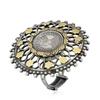 Artisan Crafted Silver and Gold Coin Victorian Antique Adjustable Ring
