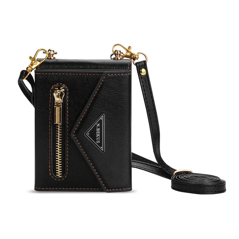For Samsung Galaxy Z Flip 5 Z Flip 4 Z Flip 3 5G Case Luxury Card Slot Holder Crossbody Lanyard Case Fashion Zipper Leather Back Cover Carcasa