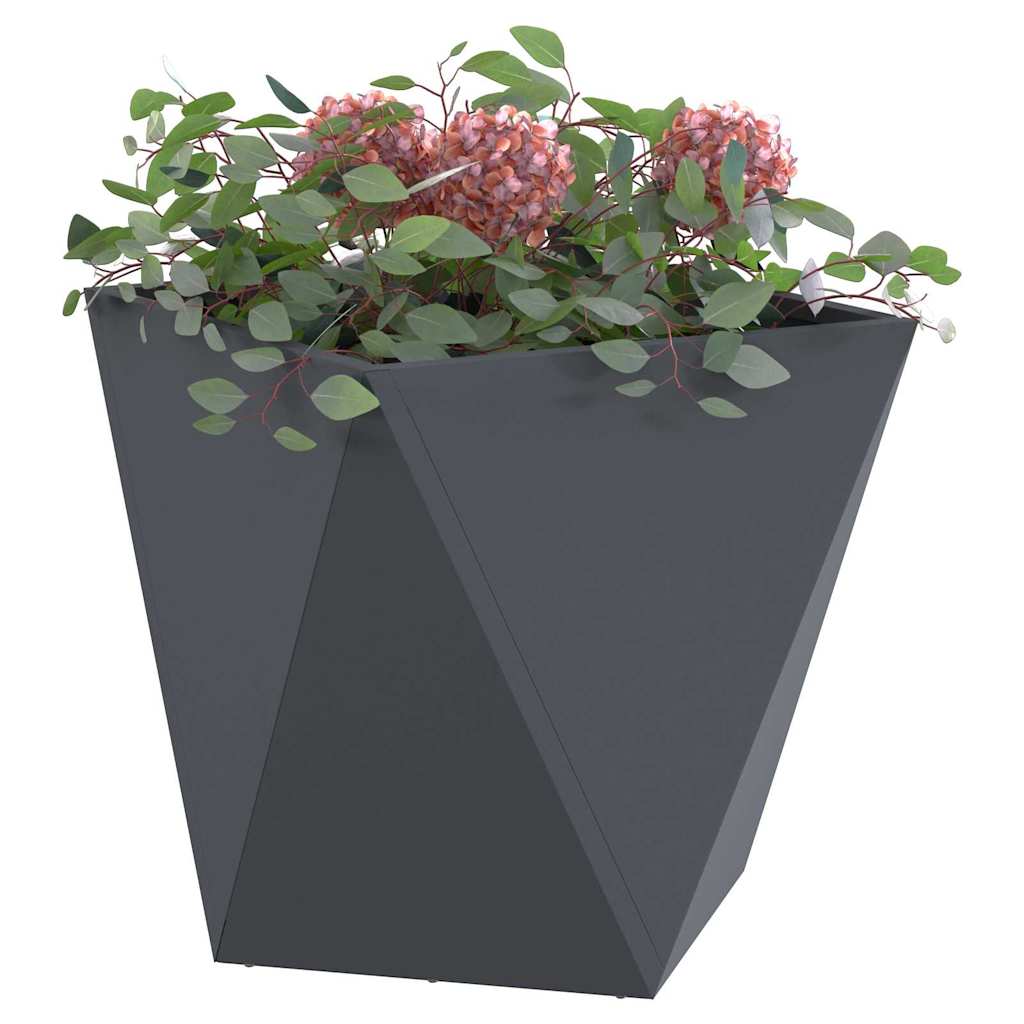 Plant Pot Anthracite 40 x 40 x 40 cm Steel