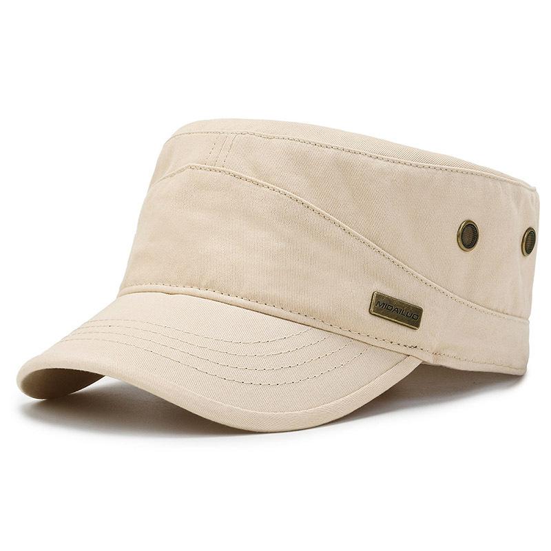 New Flat Top Hat Outdoor Casual Flat Top Hat Versatile Sports Sun Hat Pure Cotton Fashion Four Seasons