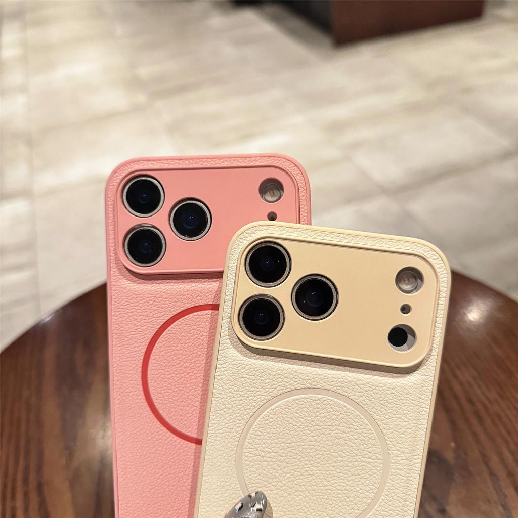 iPhone 16 Leather Case: Solid Color, Magnetic, Thin Ring, New Style, 17 Pro Max Compatibility, Cross-Border Drop-Shipping