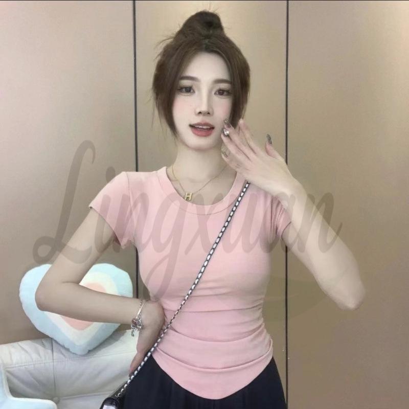 2026 Trendy Women's Pleated Short-Sleeve T-Shirt - Hot Girl Style