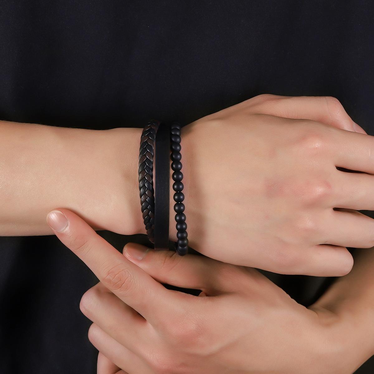 Vintage Multi Layer Beaded Leather Bracelet For Men Women Personalized Retro Hand Jewelry 1pc