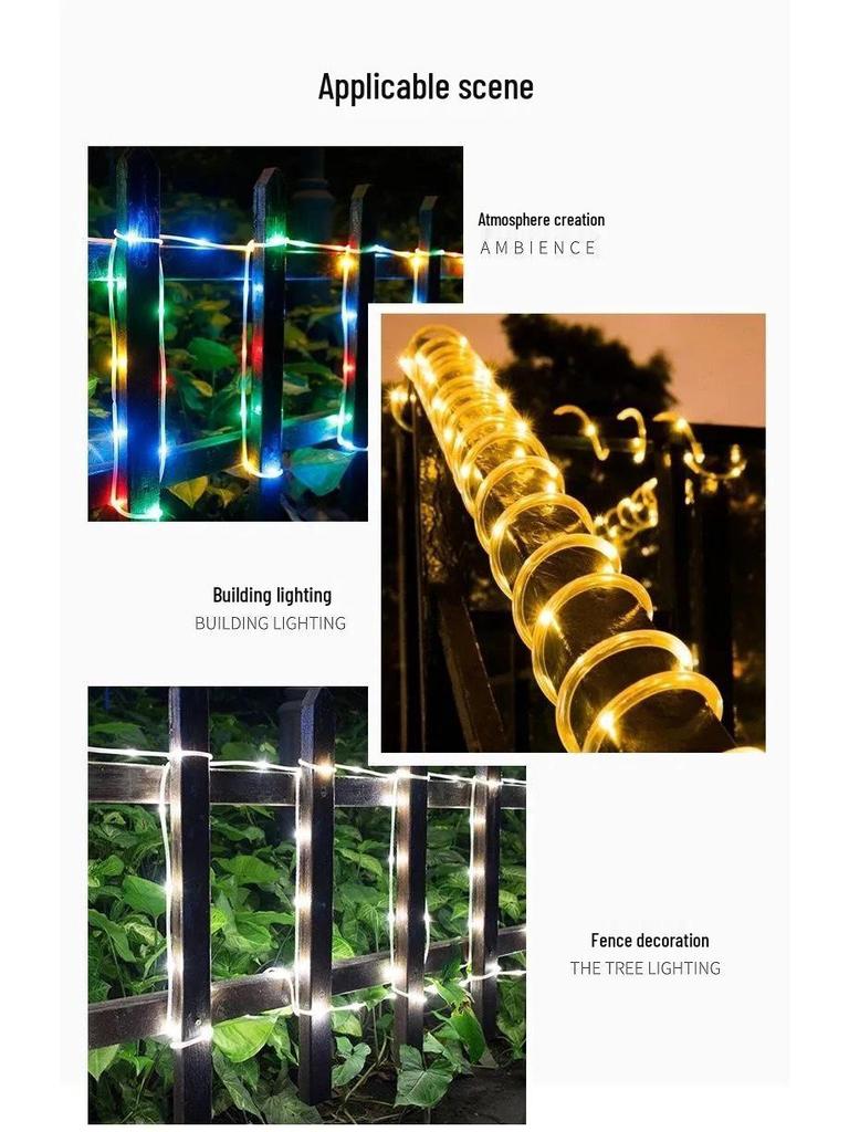 Waterproof LED Solar String Lights - Rainbow Tube Fairy Lights for Trees, Outdoor Holiday Decoration