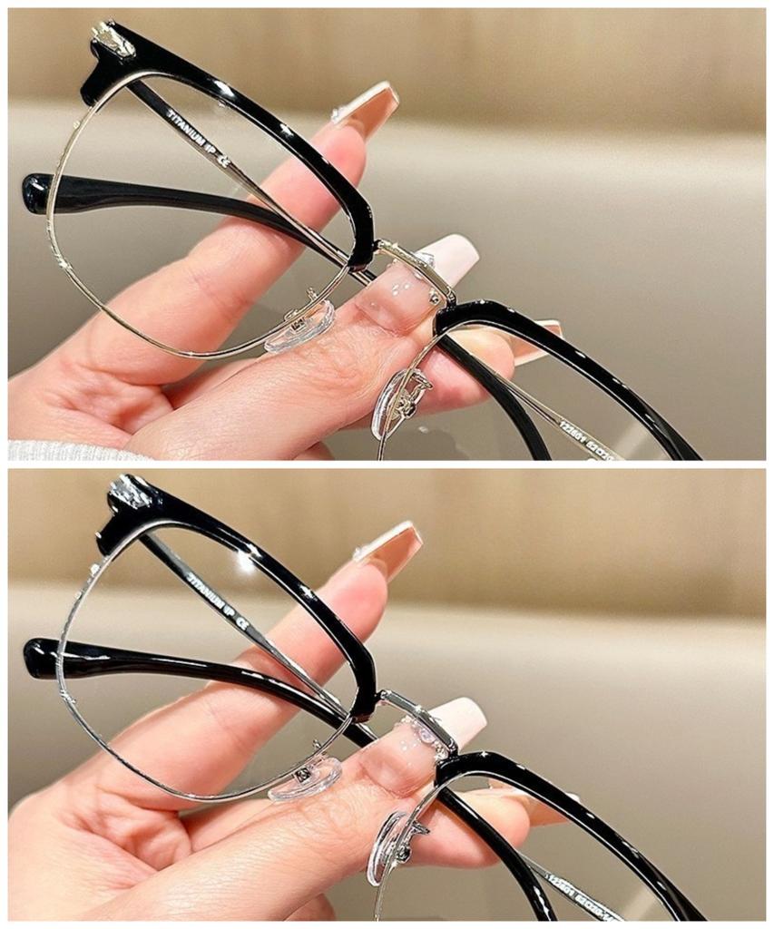 Korean Square Metal Frame Glasses for Women Men Anti-Blue Light Eyewear Unisex Outdoor Street Eyeglasses