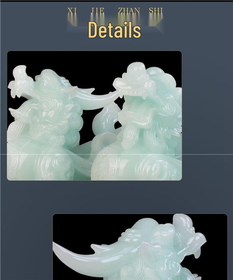 Large Pixiu Jade Ornament Pair for Home, Office, or Store Decor