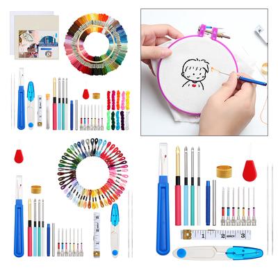 Mixed Punch Needle Kit DIY Embroidery Hoop Threads Sewing Accessory Threader Tools Set