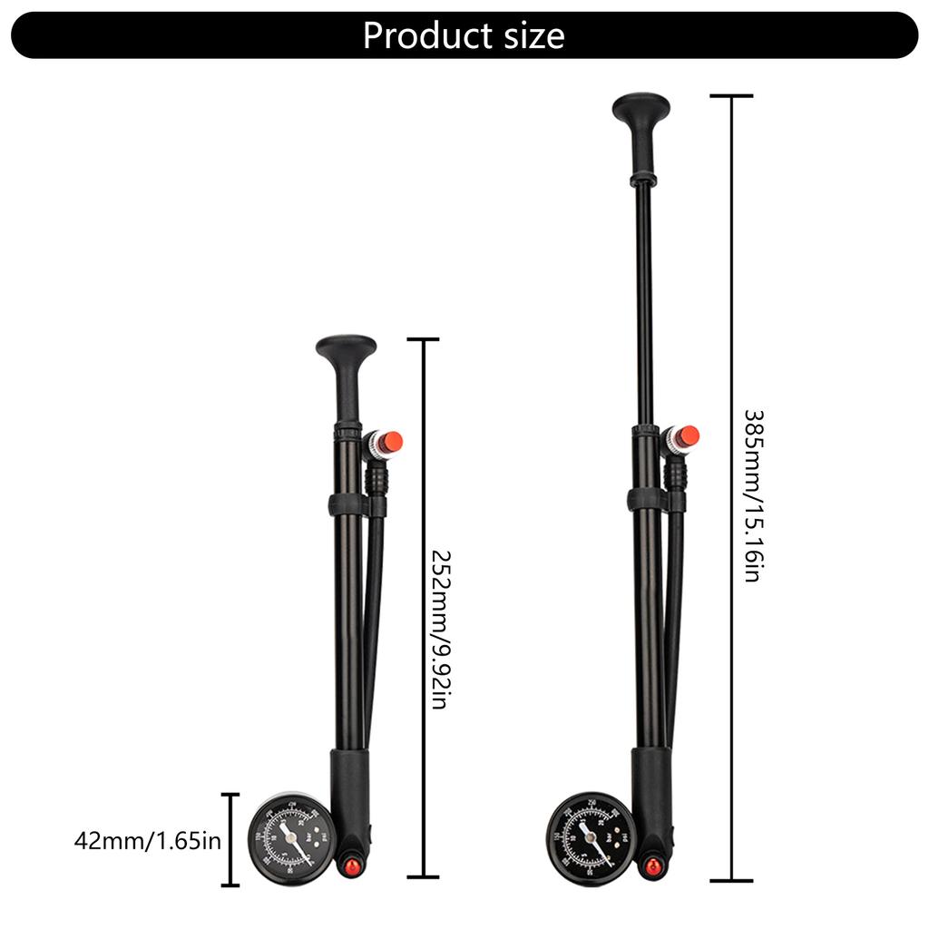Portable Bicycles Shock Pumps High Pressure Front Fork Pumps with Gauge Bike Suspension Pumps Cycling Accessories