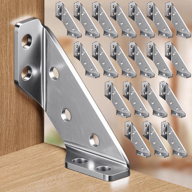 20PCS Stainless Steel Multi-functional Corner Code 90-degree Right-angle Cabinet Reinforcement Accessory Three-sided Fixator