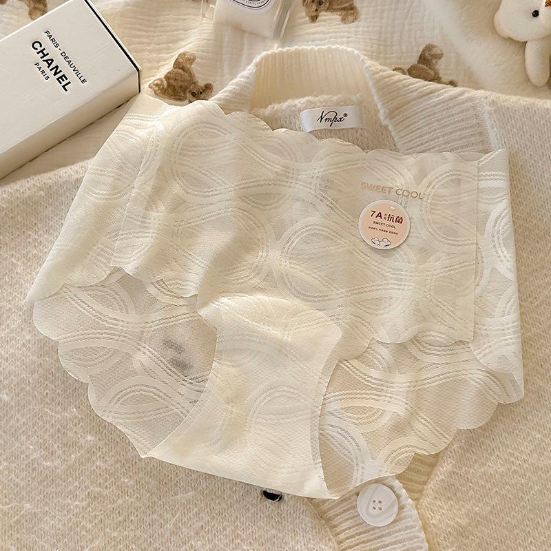 Lace Women's Panties: Mid-Waist, Antibacterial Cotton Briefs with Extended Crotch for Summer