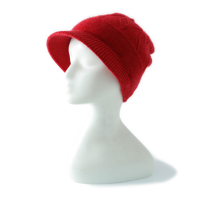 Cashmere knitted hat peaked hat autumn and winter casual hat versatile warm wool hat cold hat bag head hat ear protection hat