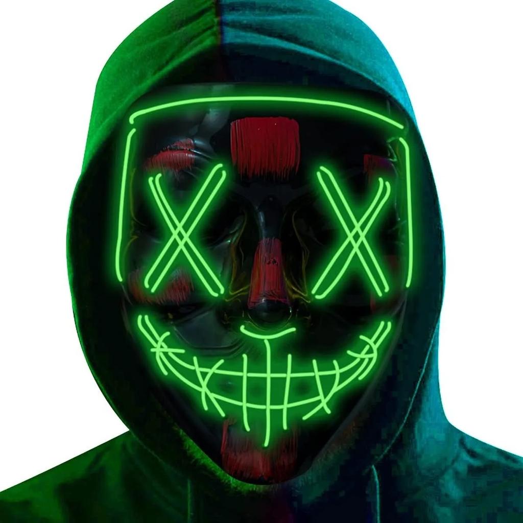 Poptrend Halloween Mask LED Light Up Mask Scary Mask For Festival Cosplay Halloween Costume Masquerade Parties Carnival Gift