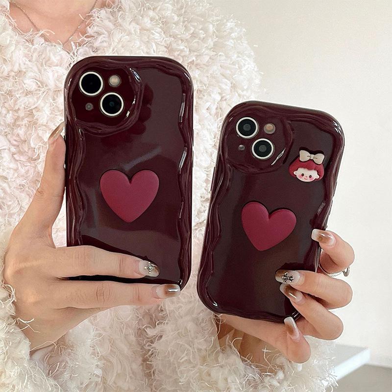 New Year'S Red Bow Mobile Phone Case Is Suitable For Iphone17Pro All-Inclusive Fine Hole Anti-Drop Apple 16 Love.