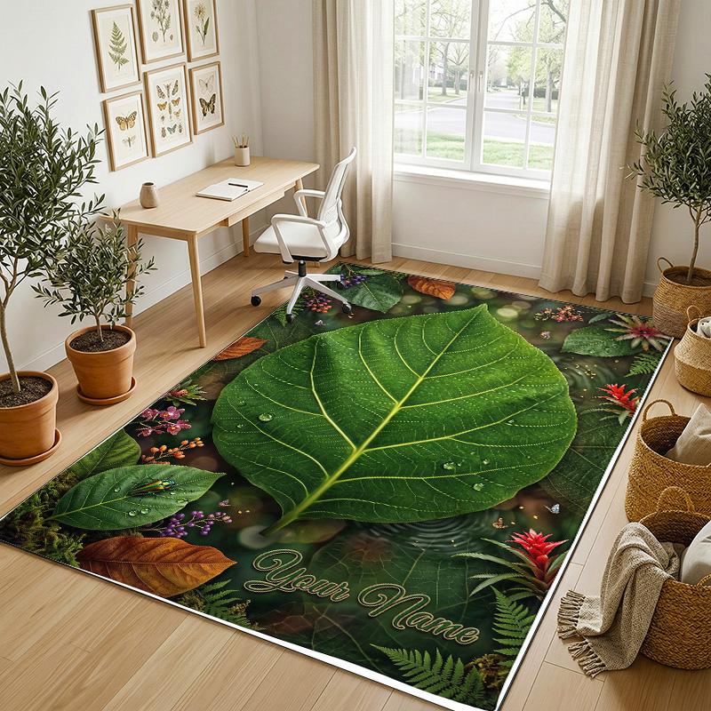 Jungle Animal Theme Soft Crystal Velvet Rug Custom Name & Text Print Non Slip Floor Rug for Bedroom Living Room