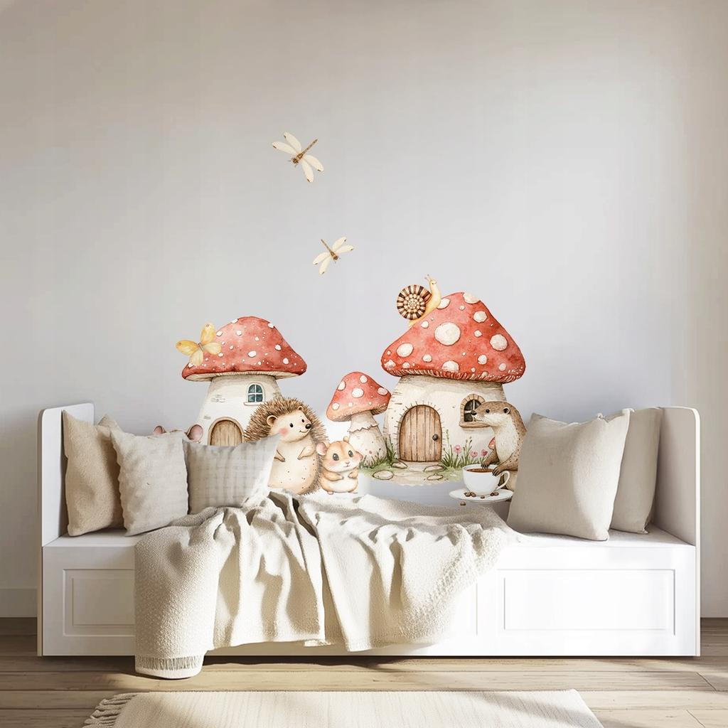 Forest Village Animals Mushrooms Wall Stickers For Children'S Room