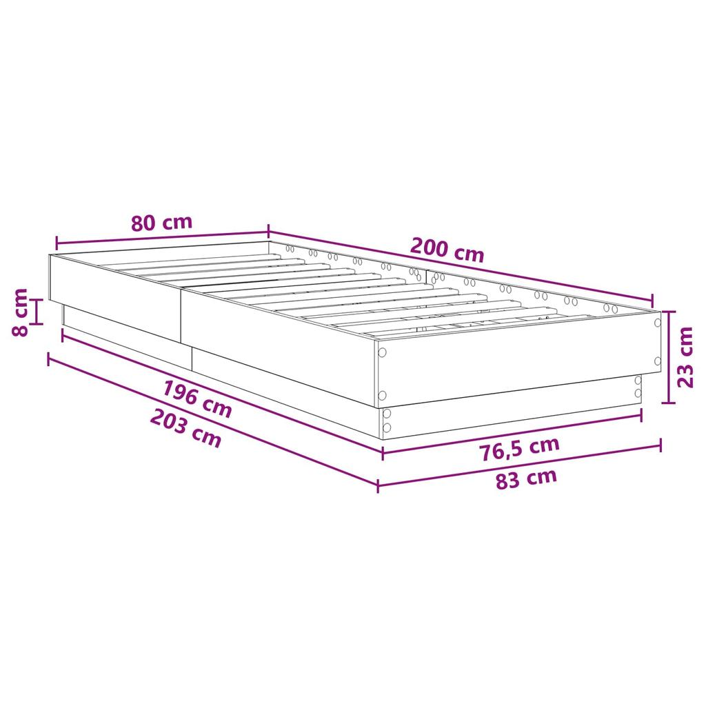 Artisan Oak Wooden Floor Bed Frame 80 x 200 cm Particleboard