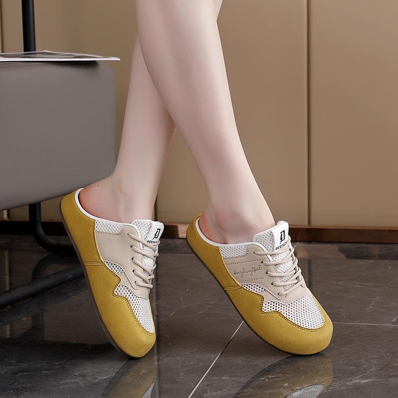 Womens Slipper Fad Baotou Half Slipper Design Sense Outside Wear Casual Women Sandals Mesh Breathable Flat Shoes Sandalias Mujer