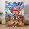 1pc One Piece Chibi Characters Soft Throw Blanket Flannel All Season Light Weight Living Room/Bedroom Warm Blanket. M7270144